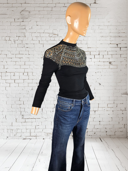 Luxury Evening Long Sleeve Top with Sparkling Detailing