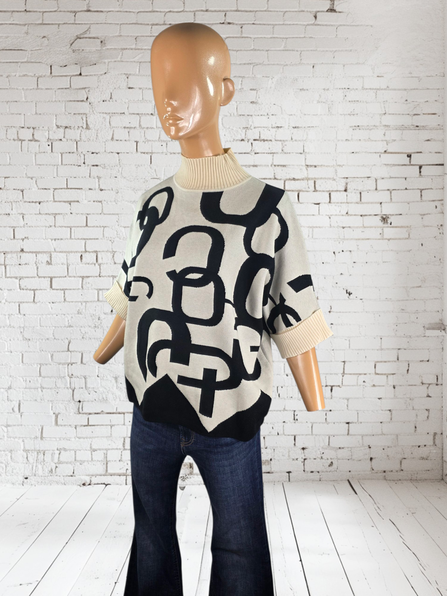 Printed Graphic Jumper Loose-Fitting Knit