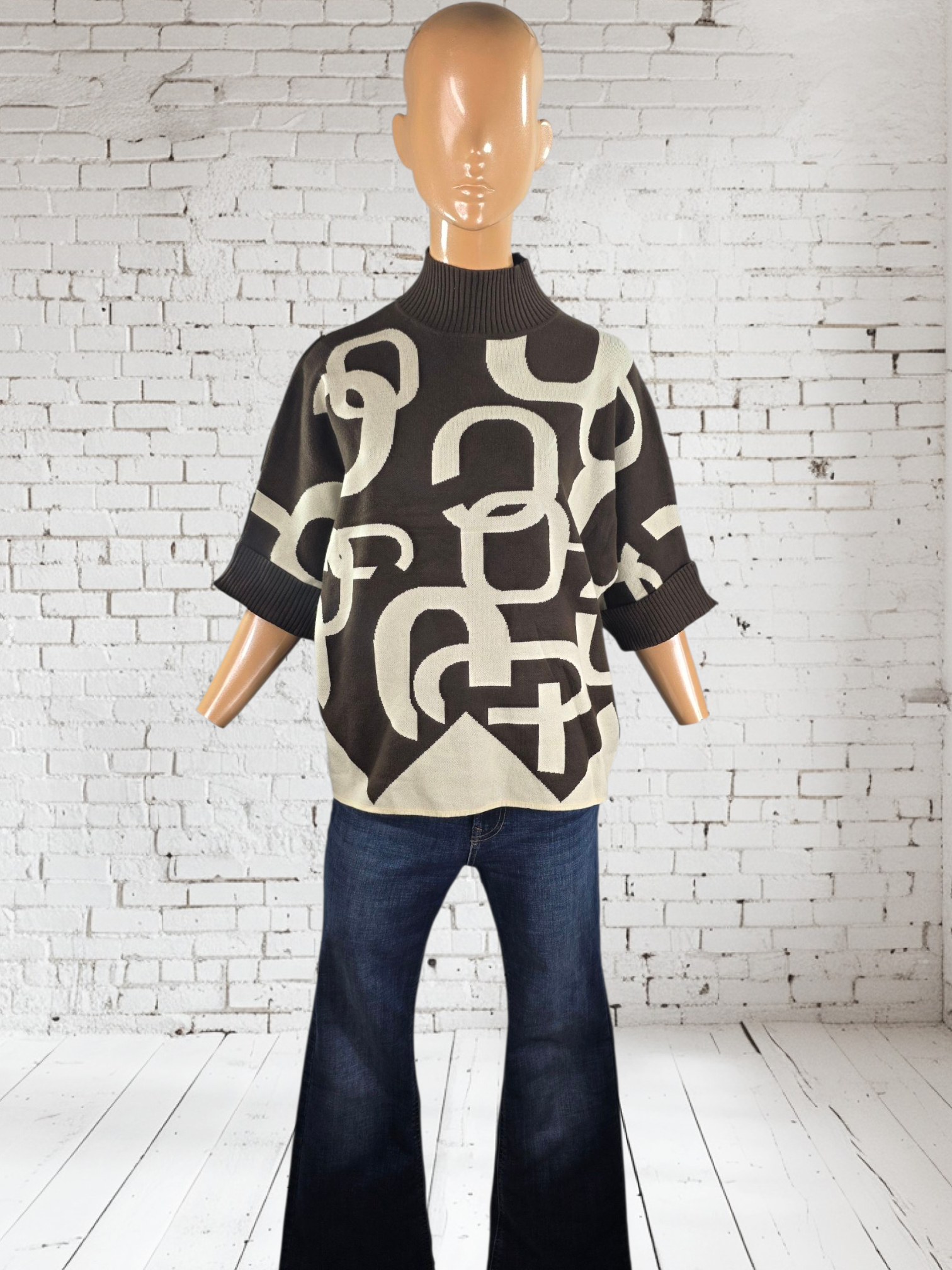 Printed Graphic Jumper Loose-Fitting Knit